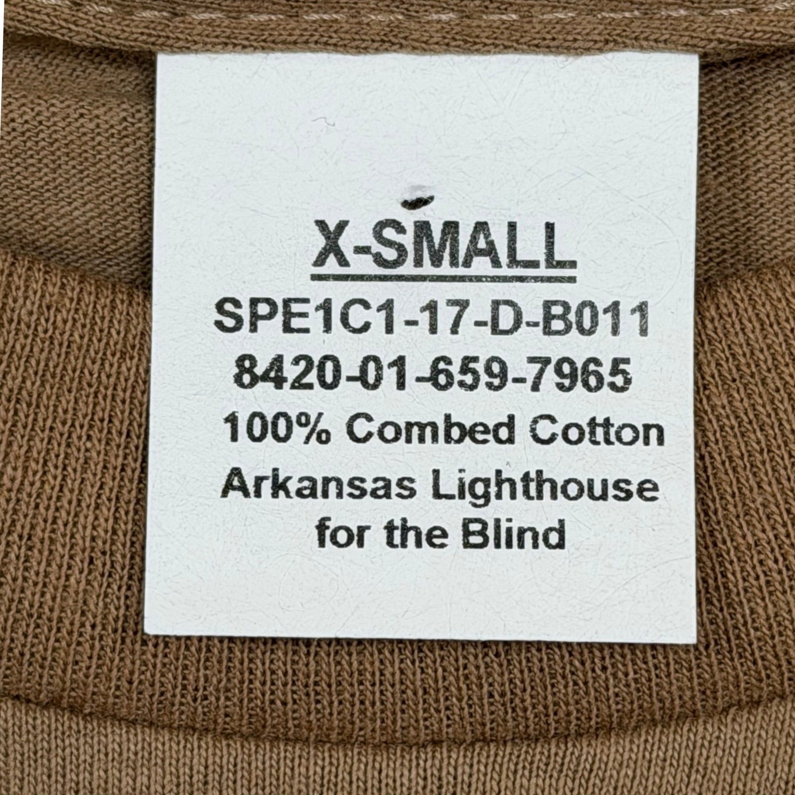 Lot of 3 US Military Coyote Brown T-Shirts XS Combed Arkansas Lighthouse NWOT