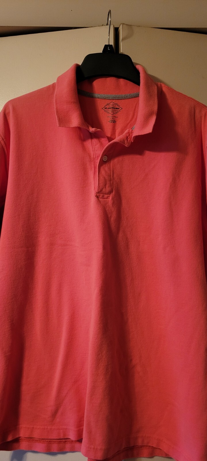 St Johns Bay XXL 2XL Mens Polo Shirt Short Sleeve Easy Care Pockets Pink Salmon