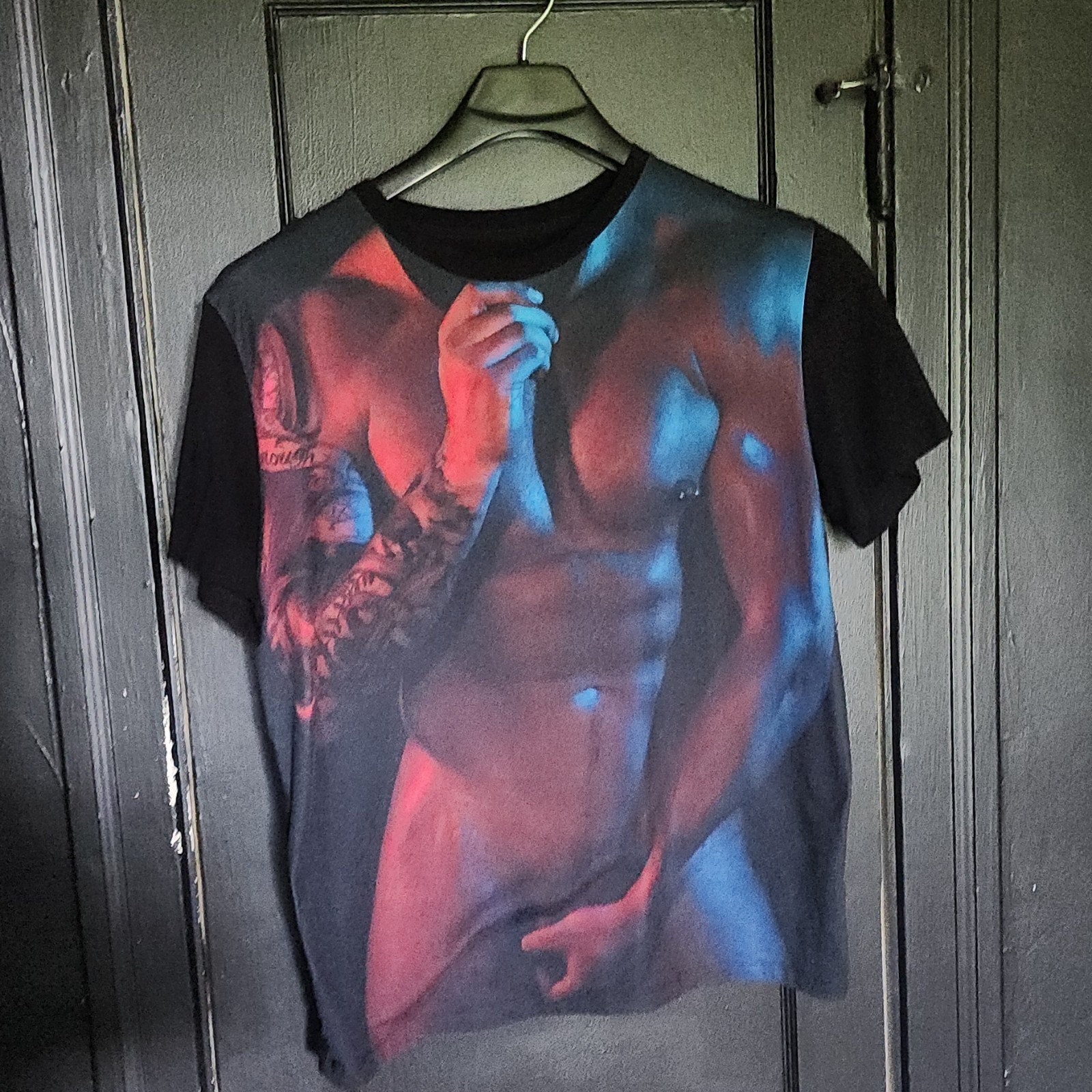 Men’s Gay Erotic Physique Graphic Crew Neck Short Sleeve T-Shirt L Made in USA