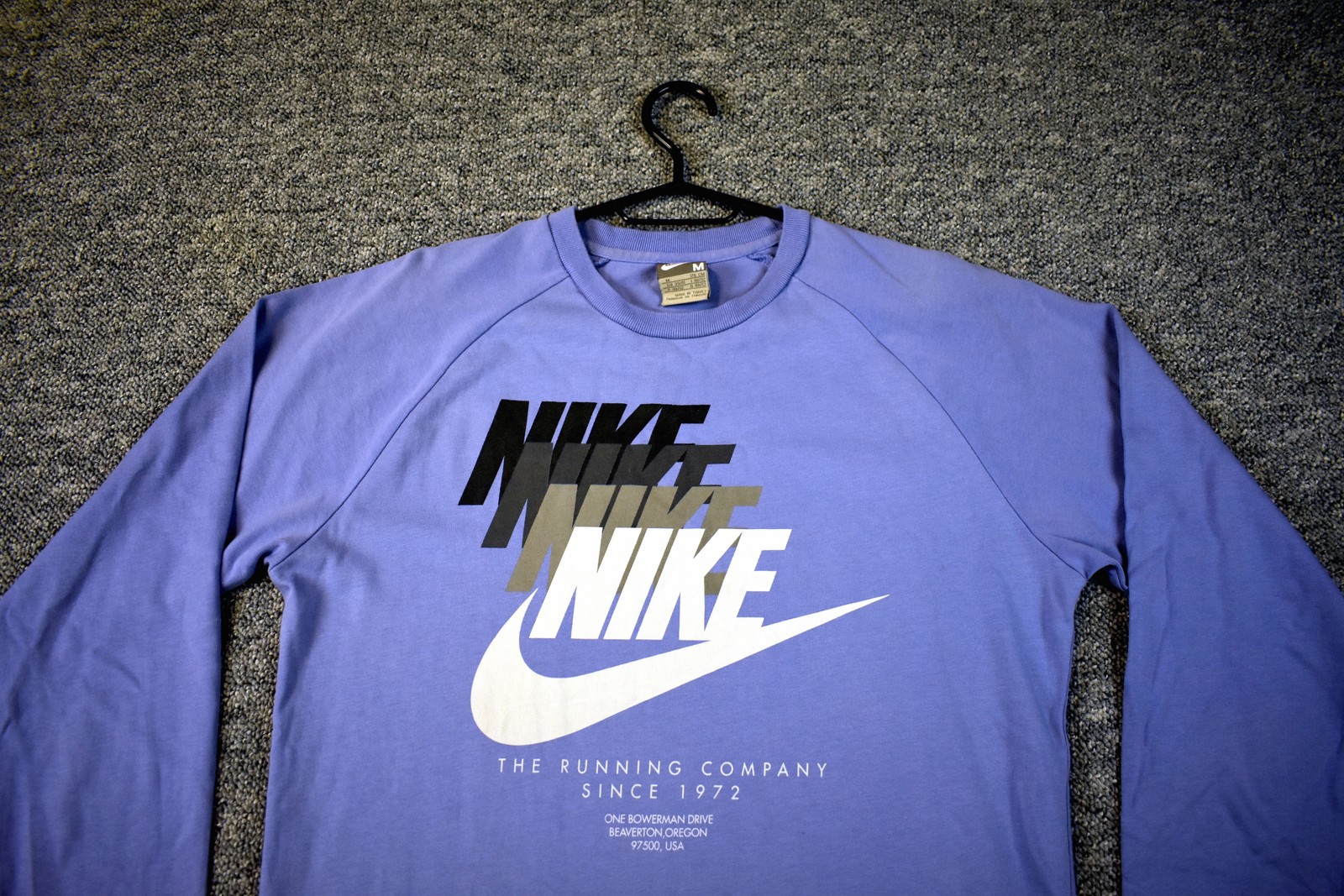 Nike Long Sleeve Tee Mens S Blue Spell Out Swoosh Crewneck Crew Neck