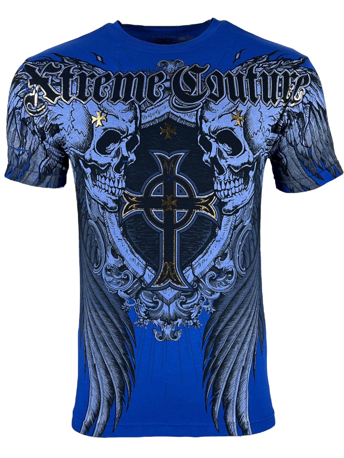 Xtreme Couture by Affliction Men’s T-Shirt PULVERIZE Biker Skull Wings MMA