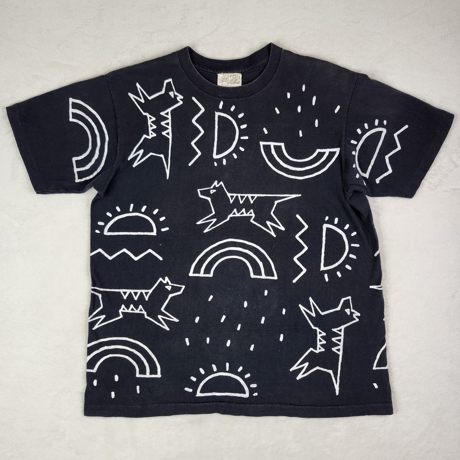 Cotton Fields Adult Graphic Print T shirt AOP Made In USA Single Stitch Black