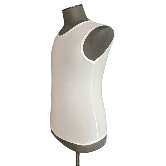Mens White 100% Polyester Soft Stretch Solid Athletic Workout Tank Top Sz S NWOT