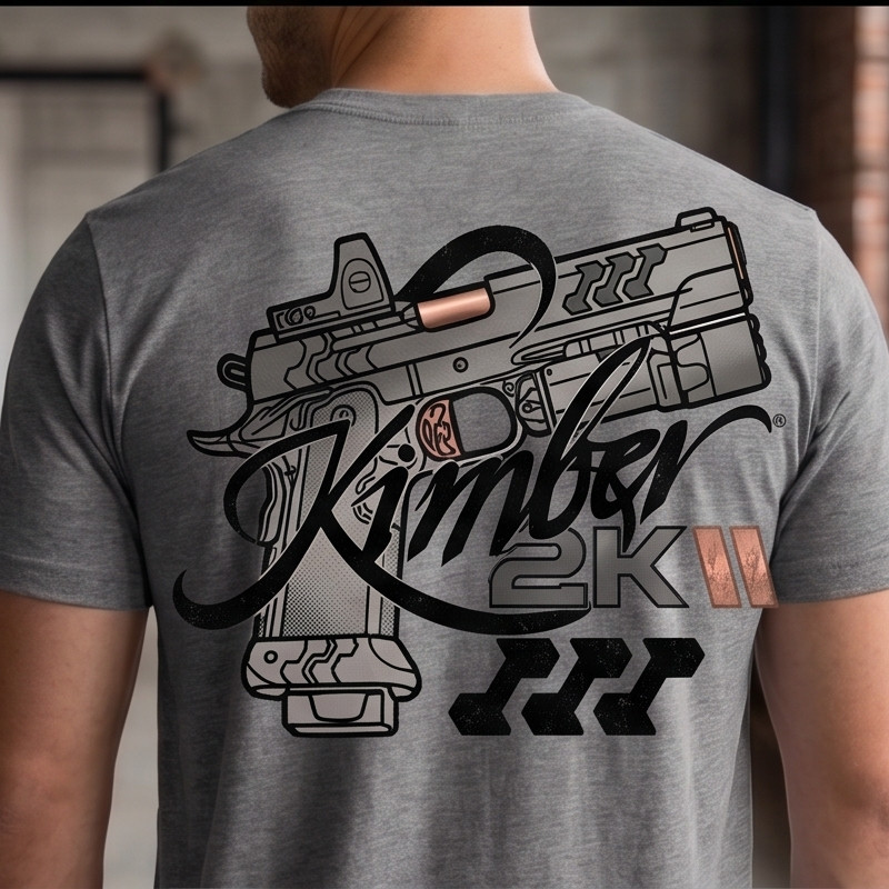 Custom 2KII Tactical Pistol T-Shirt – Grey Athletic Fit Tee – Premium Graphic