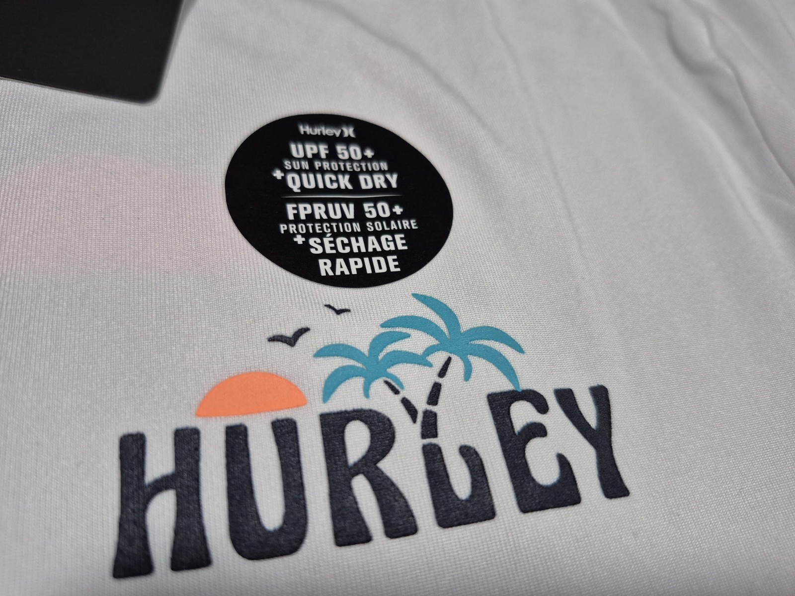 Hurley Mens Double Palm LS Polyester Summer Sunshirt White SZ Medium