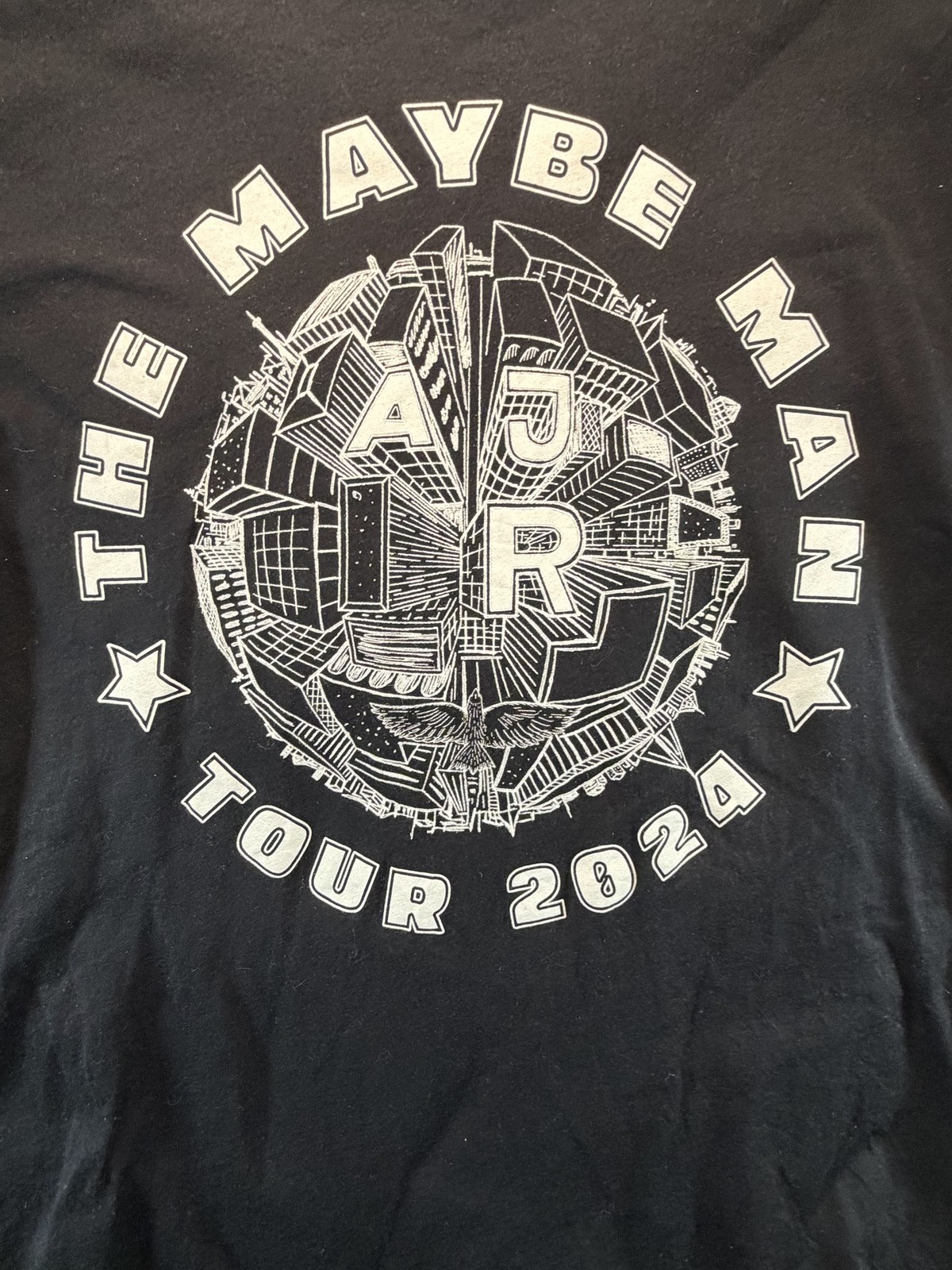 AJR The Maybe Man Tour 2024 Concert T Shirt XXL Black Graphic Band Tee EUC