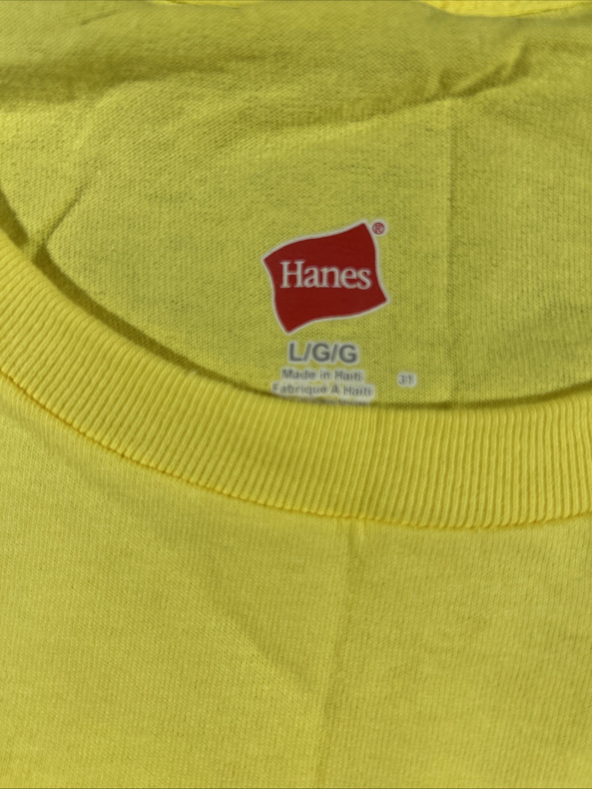 Hanes Essentials Men’s Large Yellow Cotton Crewneck T-Shirt Short Sleeve