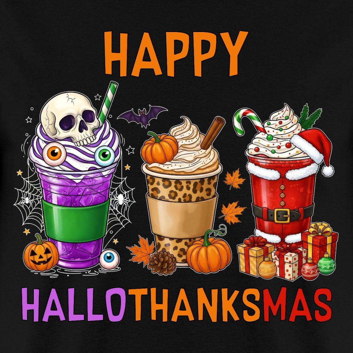 Happy Halloween Thanksgiving Christmas | Funny Mix Up Xmas Men’s T-Shirt