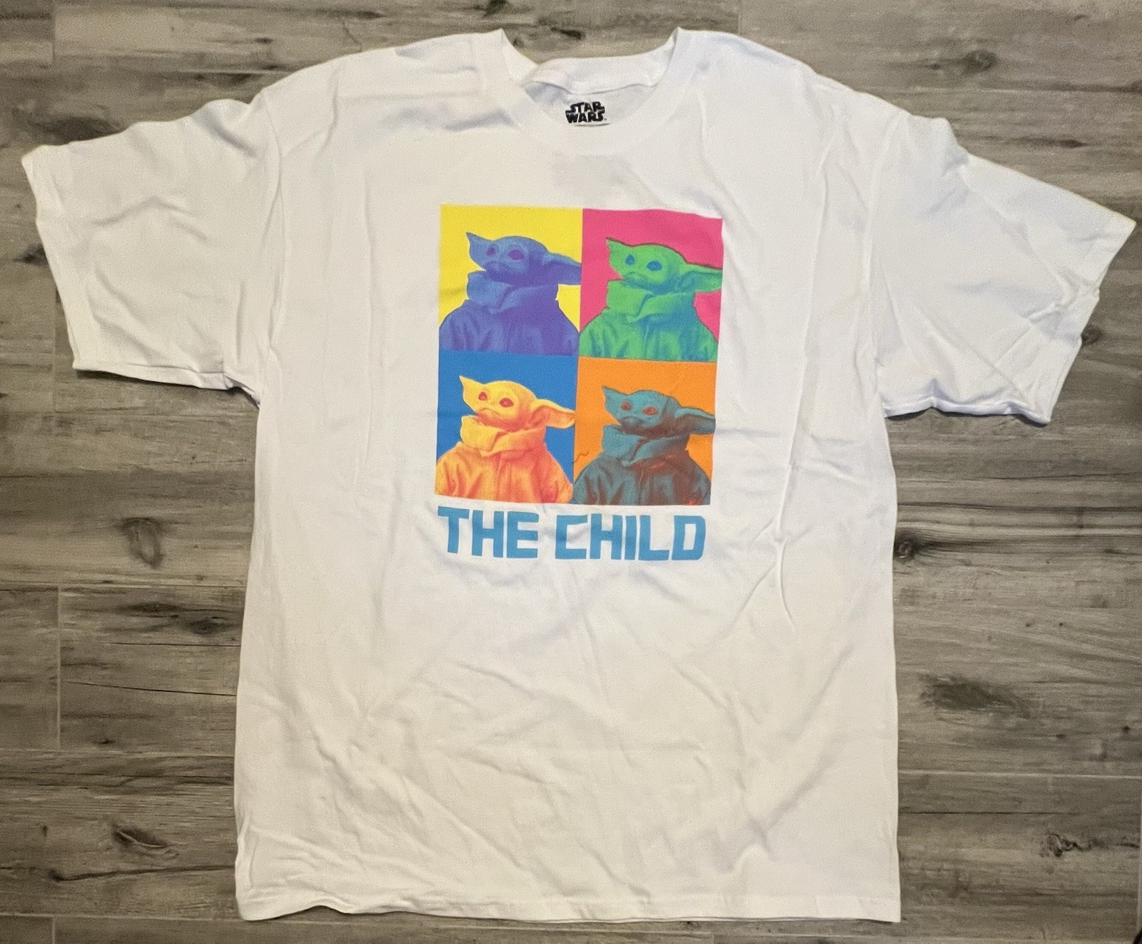 RARE STAR WARS The Child Baby Yoda Grogu Andy Warhol Pop Art T Shirt Tee Mens XL