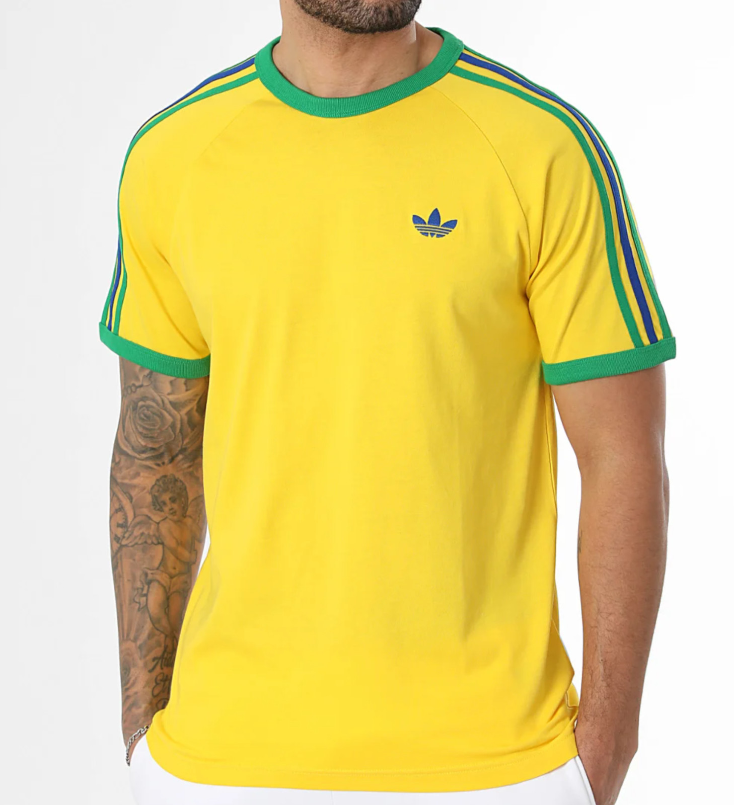 NEW MEN’S ADIDAS ORIGINALS 3-STRIPES JAMAICA TREFOIL SHIRT ~MEDIUM #KD864