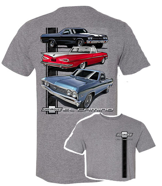 Chevrolet Vintage El Caminos Graphic Cotton T-Shirt Grey Official Licensed