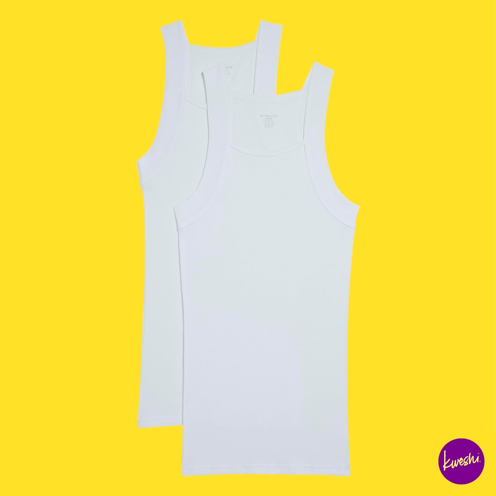 EVOLVE Men’s Cotton Comfort Square Cut Tank 2-Pack, White, UK L | EU 52 | US L