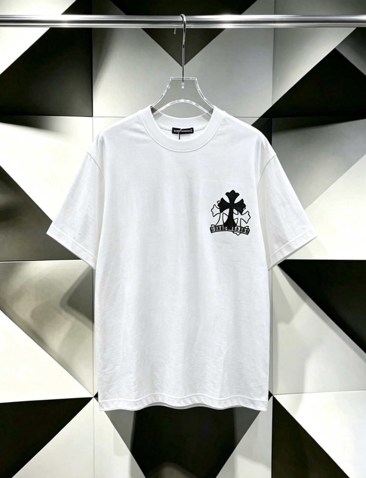 Chrome Hearts Men’s White Logo Graphic Print Crew Neck Short Sleeve Tee