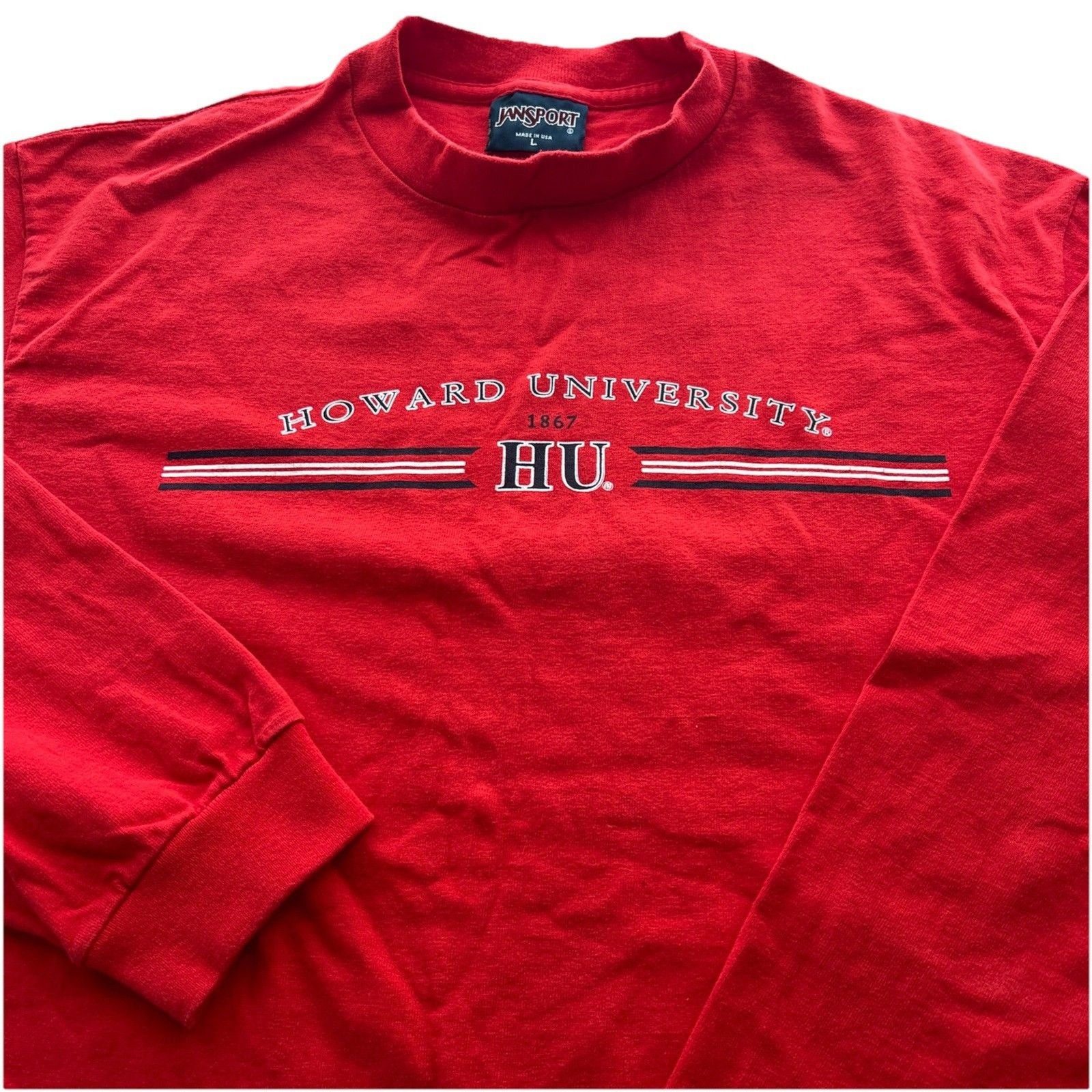 Vintage Jansport Men’s Large Howard University Red Long Sleeve Crewneck T-Shirt