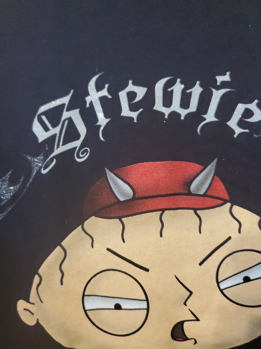 Devil Horned Rockn Stewie By Delta Pro Weight Men’s Black T-Shirt Size XL