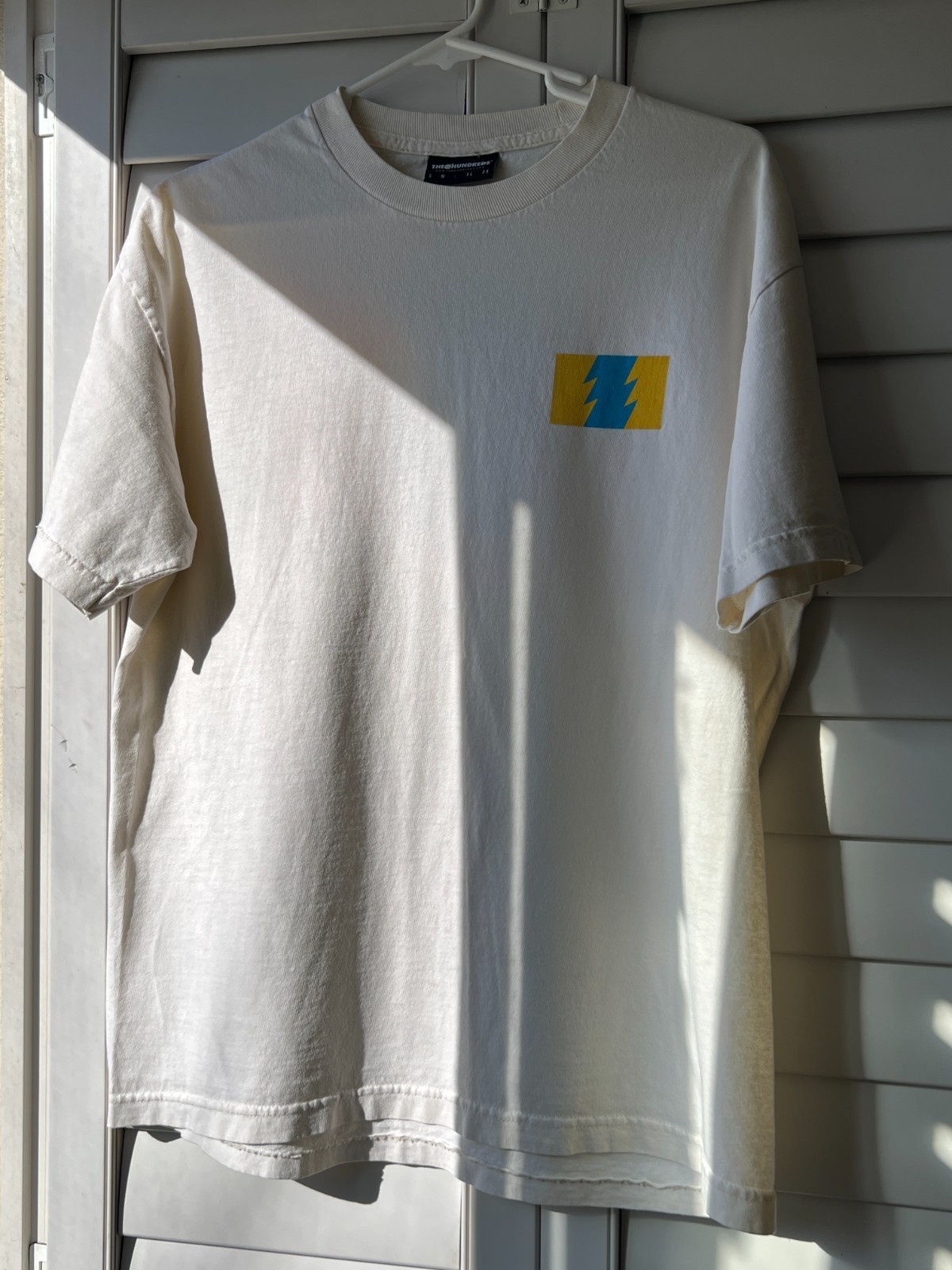 The Hundreds Since 1980 Wildfire Logo Blue Yellow White Shirt – Size L