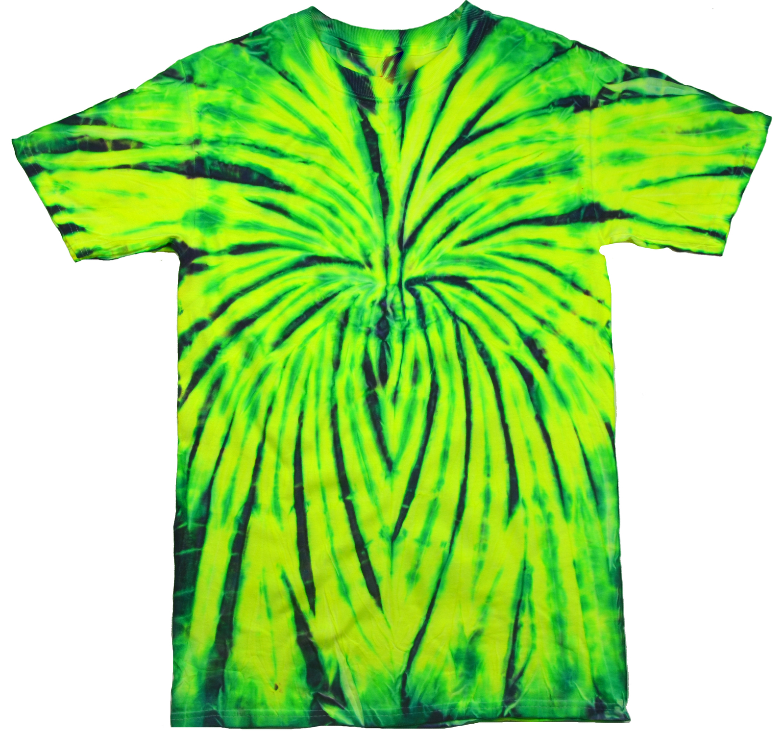 Tie Dye Shirt Multi Color Yellow Green Wild Spider Spiral T-Shirt