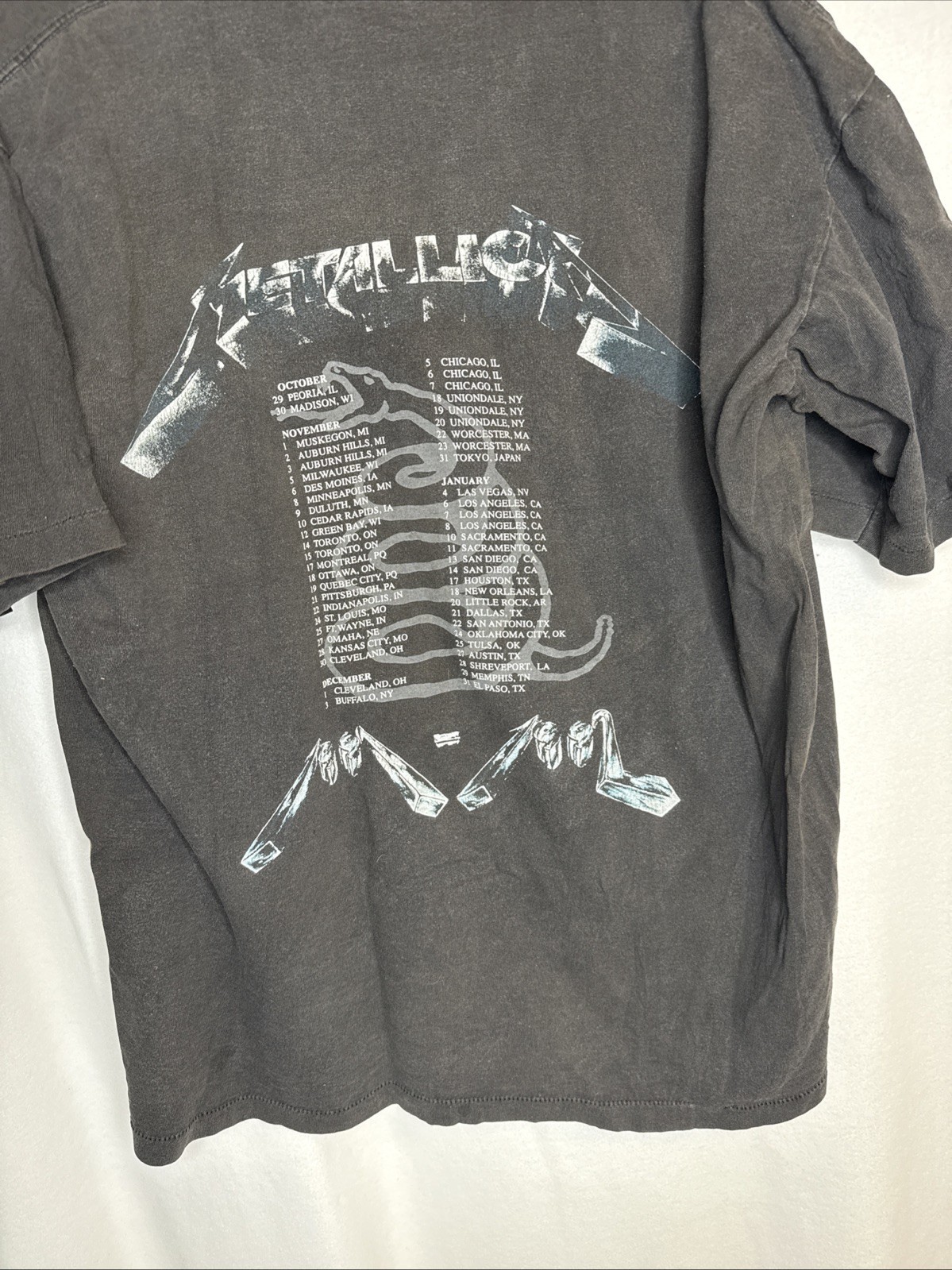 Vintage Metallica Shirt Mens XL Black 90s 1991 Tour Back Hit Album Faces Band