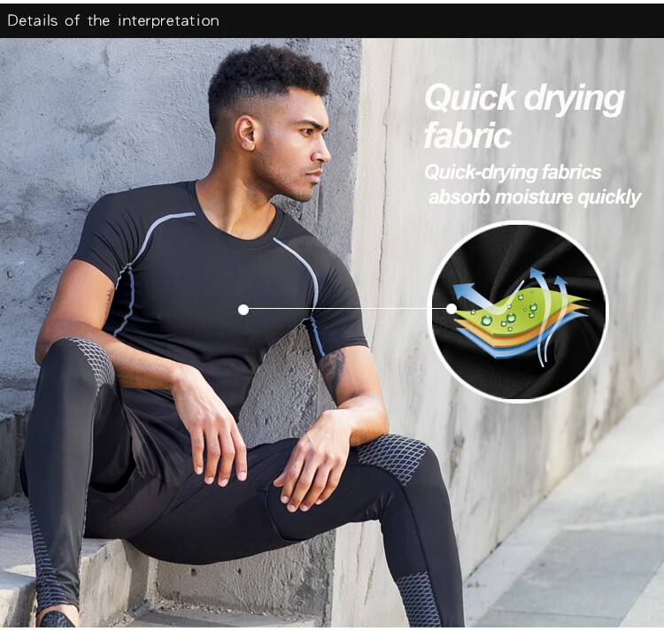 Men’s Compression Short Sleeve Sports Running Shirts Fitness Quick Dry T-shirt