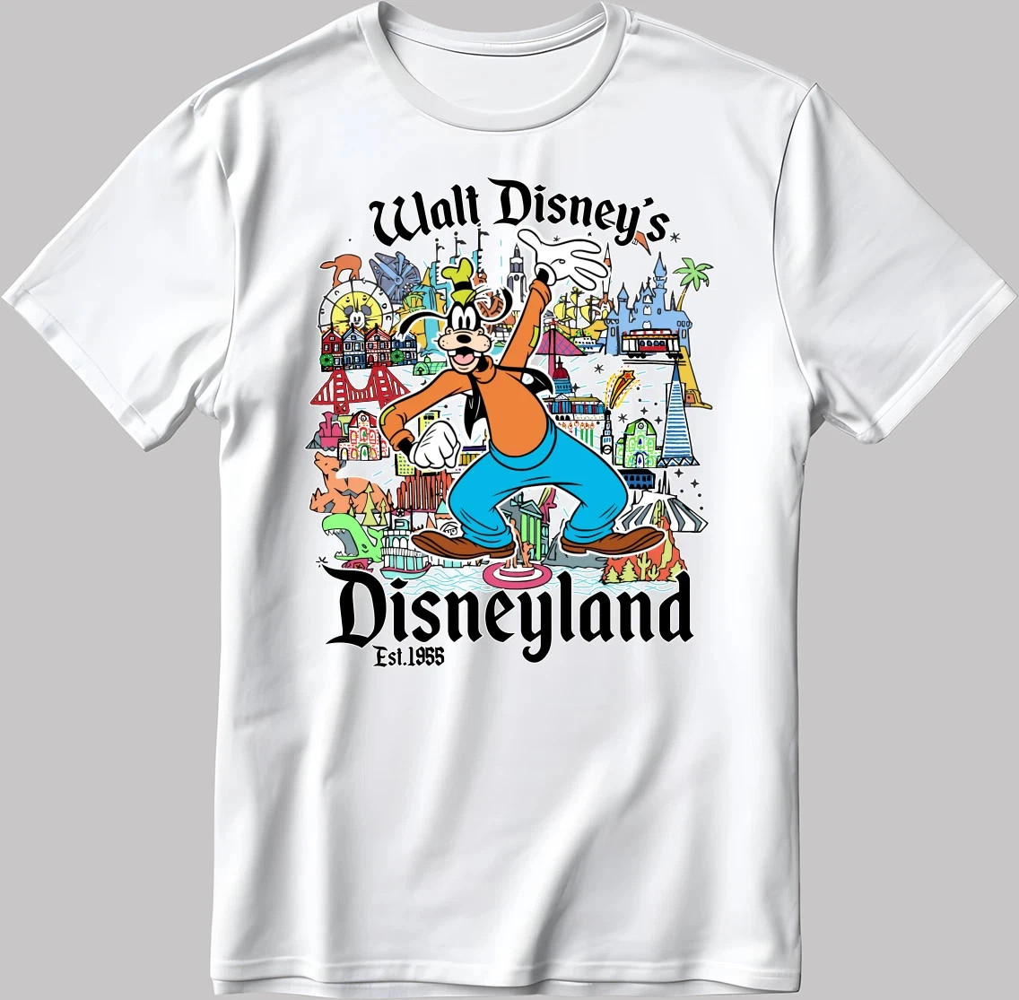 Disney Goofy Dog Walt Disneyland Est 1955 T-Shirt Size S-5XL