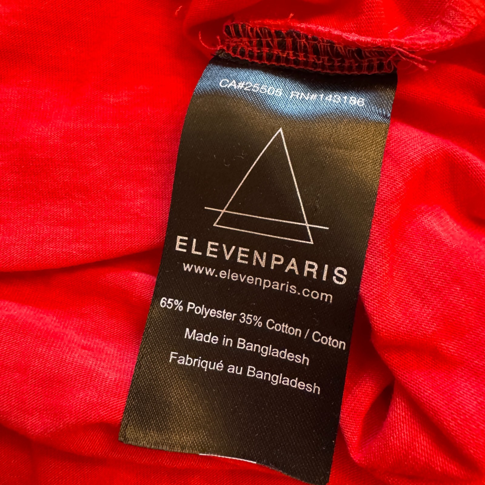 ELEVENPARIS Semi Sheer Raw Neckline and Hem Red Crewneck Tee Men’s Medium