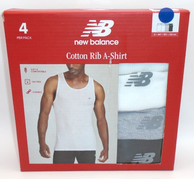 NEW MEN’S “NEW BALANCE NB COTTON BLEND RIB A SHIRT TANKS, 4 PACK TANK TOPS”