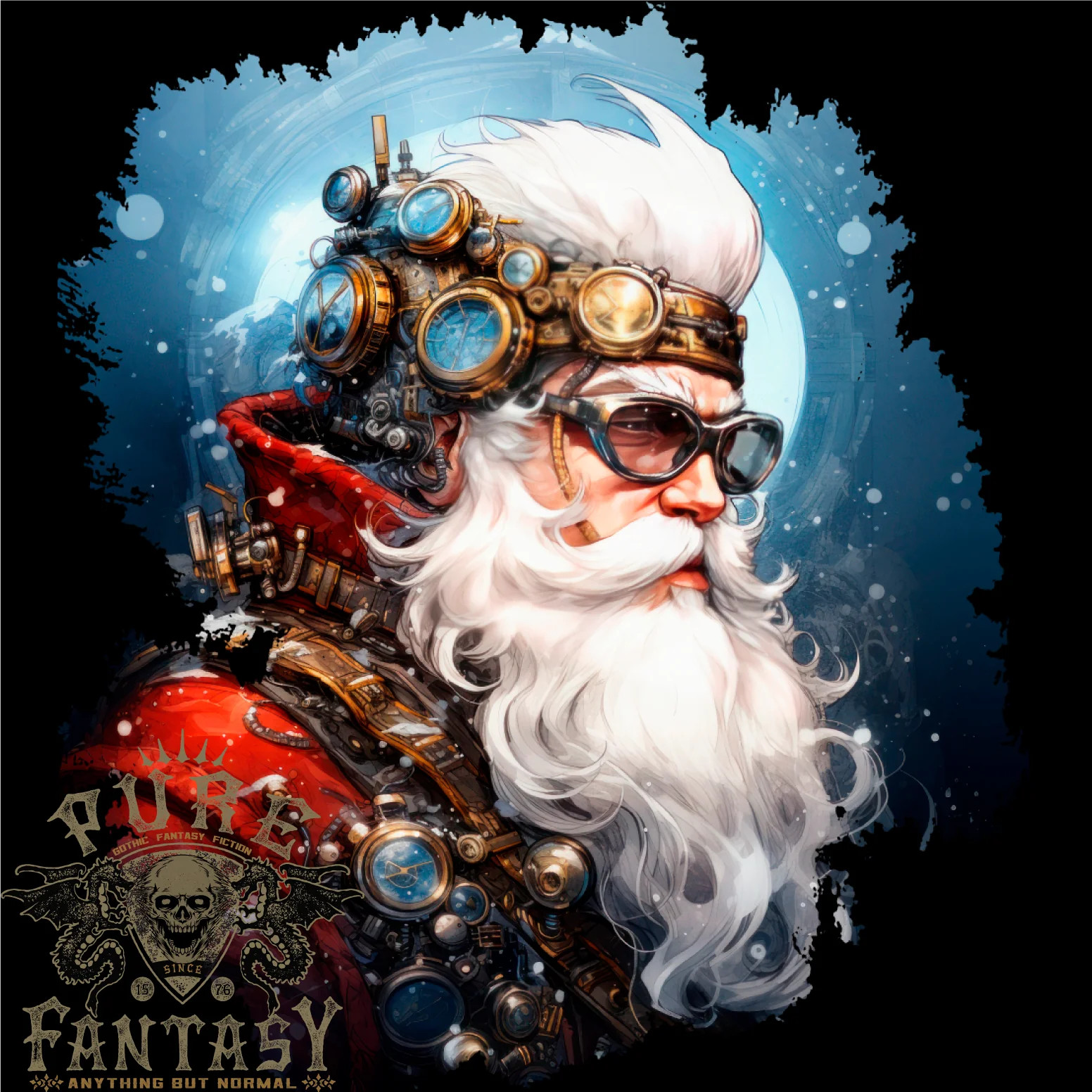 Steampunk Santa Claus Christmas Xmas Mens T-Shirt 100% Cotton
