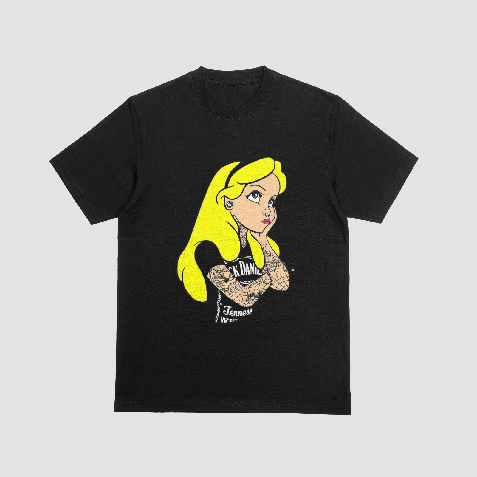 ALICE IN WONDERLAND TATTED T-Shirt | Disney Animated Film Tee | Jack Daniels Top