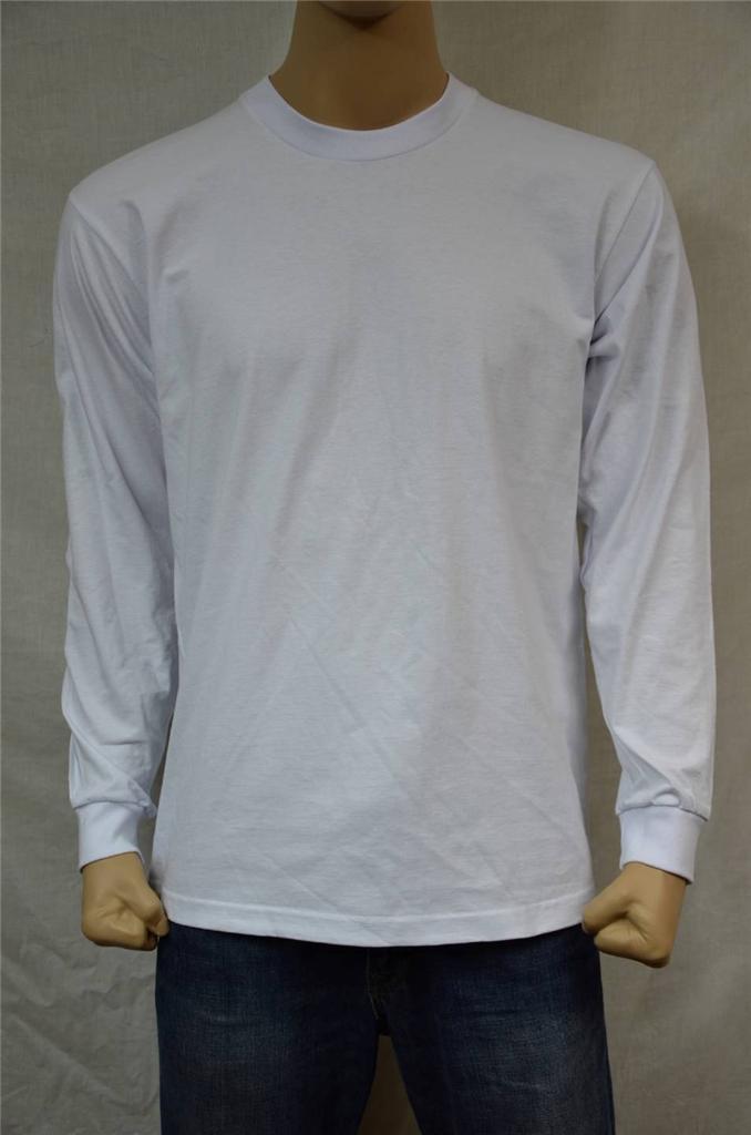 1 PRO5 SUPER HEAVY WEIGHT LONG SLEEVE T-SHIRT PLAIN WHITE S-7XL 1PC