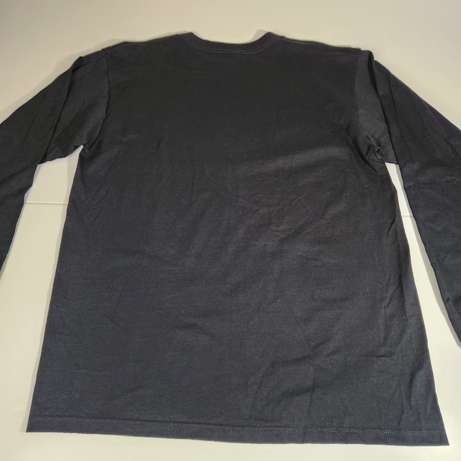 Anvil Men’s Large Heavyweight Black Long Sleeve T-Shirt Ribbed Cuffs / Crew Neck