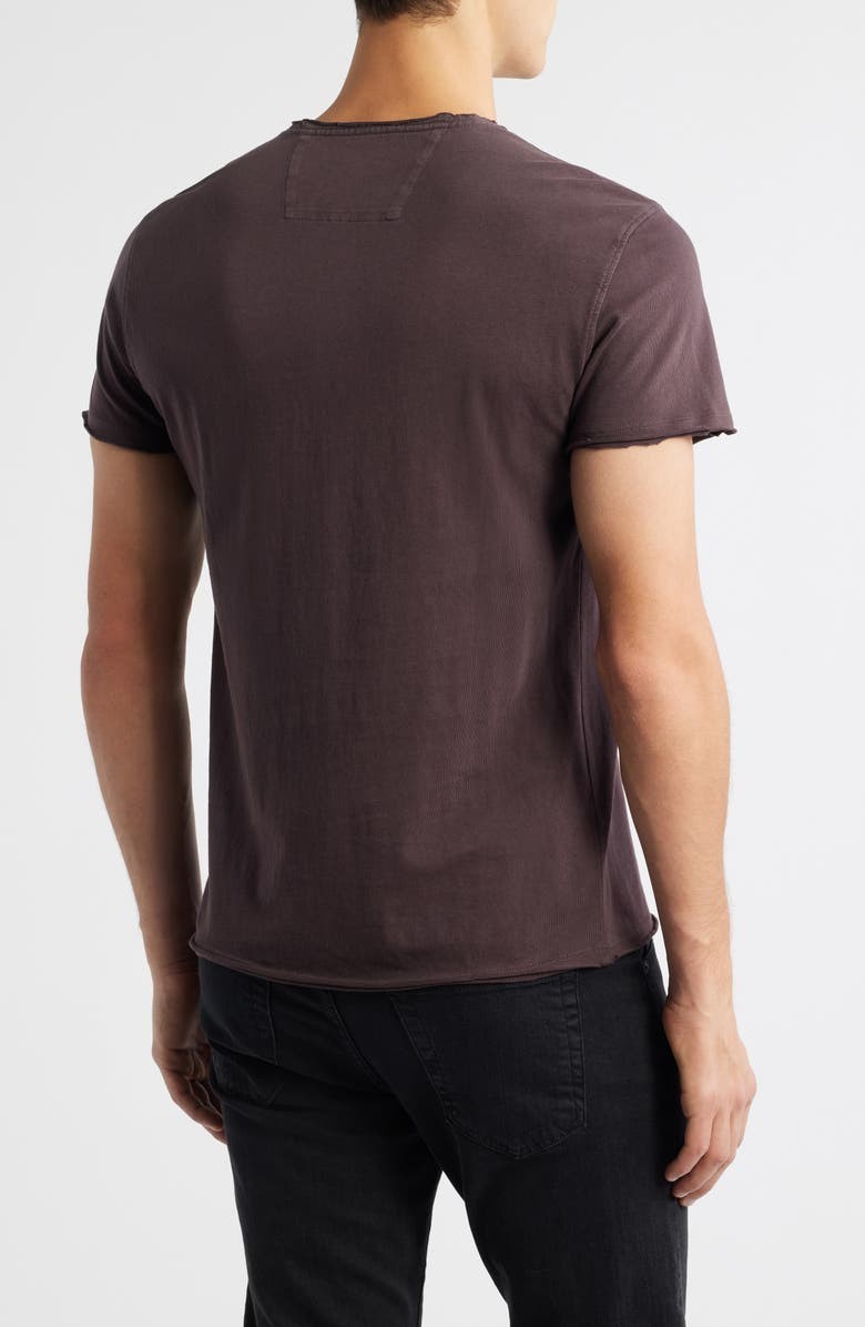 $168 John Varvatos Beaded Skull Raw Edge T-Shirt Mens Medium Oxblood Cotton Tee