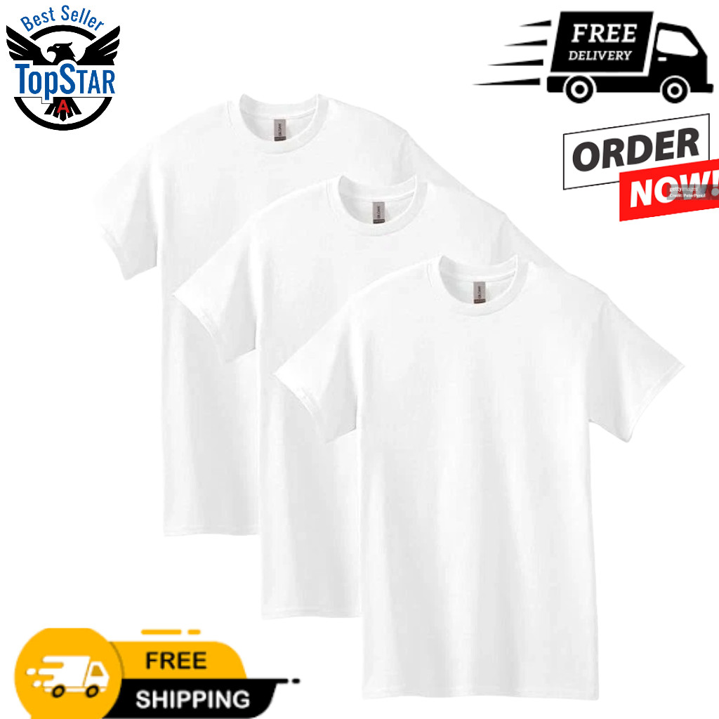 Gildan 2000 (3-pack) White Ultra/Heavy Cotton Short Sleeve Blank T-Shirt S-3XL