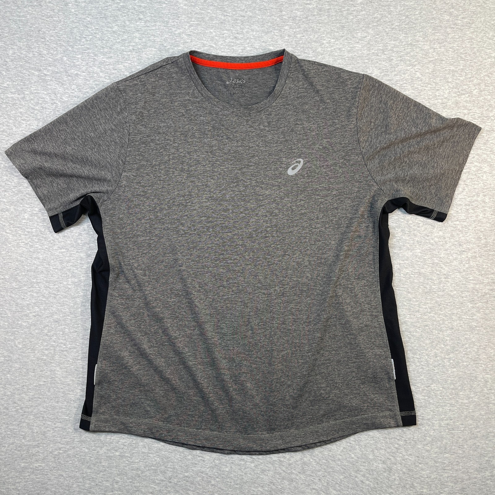 Asics Running Shirt Mens Large L Grey Heather Performance Crew Neck Mesh Panels