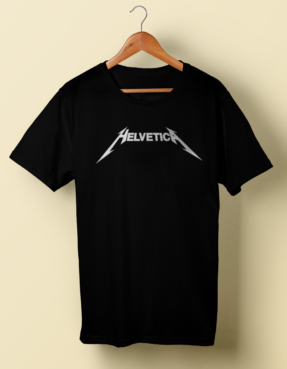 Helvetica Typography Metallica Humor Parody Tshirt shirt S M L XL 2X 3X 4X 5X