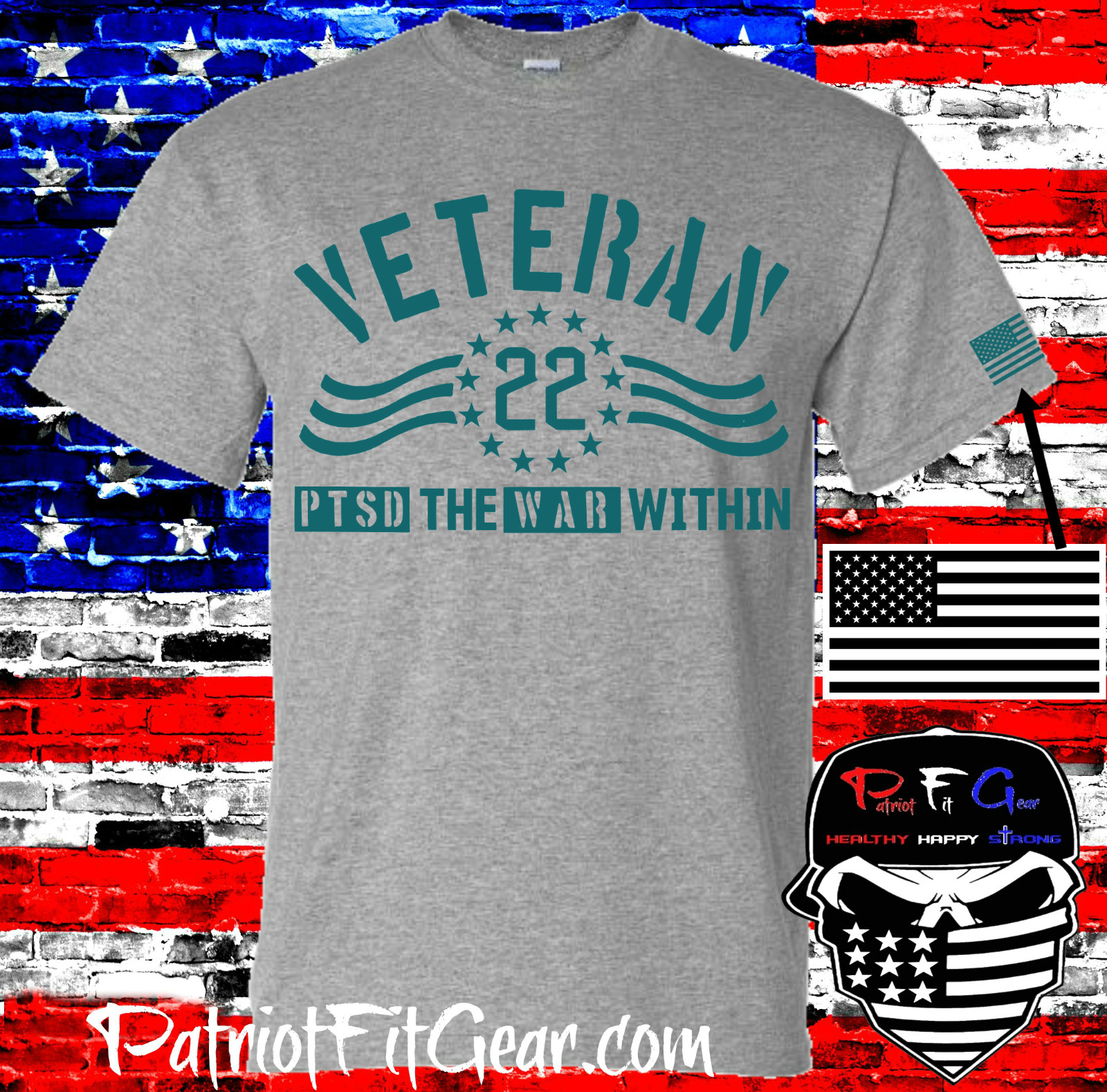 t-shirt,Veteran 22,PTSD The War Within,Support Our Troops,Military,PTSD,22 A Day