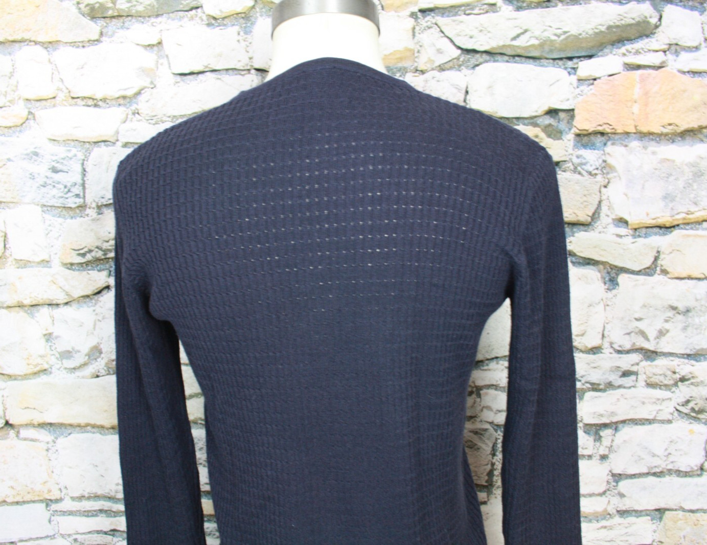MANI Vintage Mens Black Crew Neck Tee Fine Cable Knit Cotton Rayon Blend Large