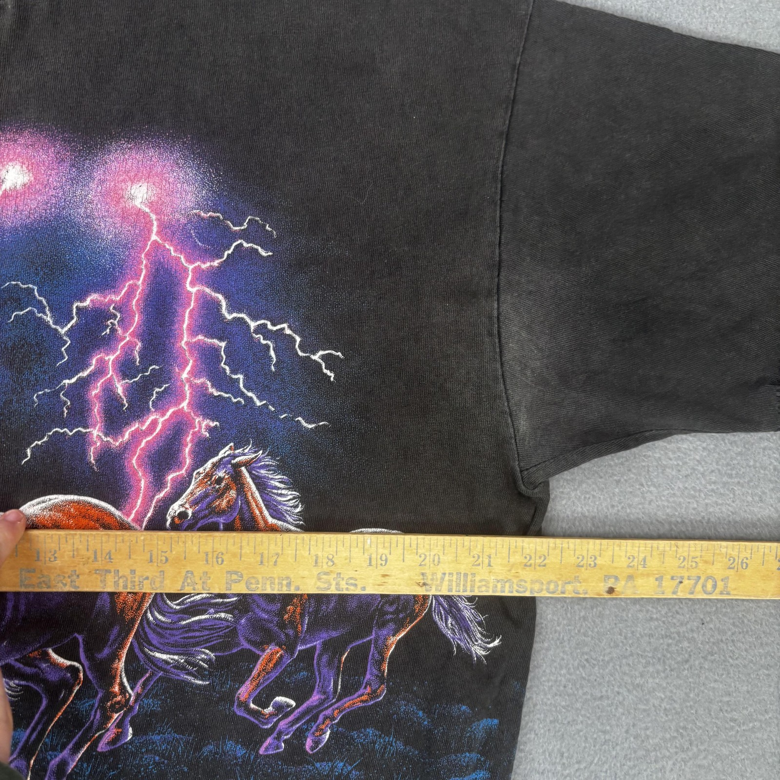 Vintage Signal Sport Shirt Mens Large Black Horses Lightning Double Sided 1992