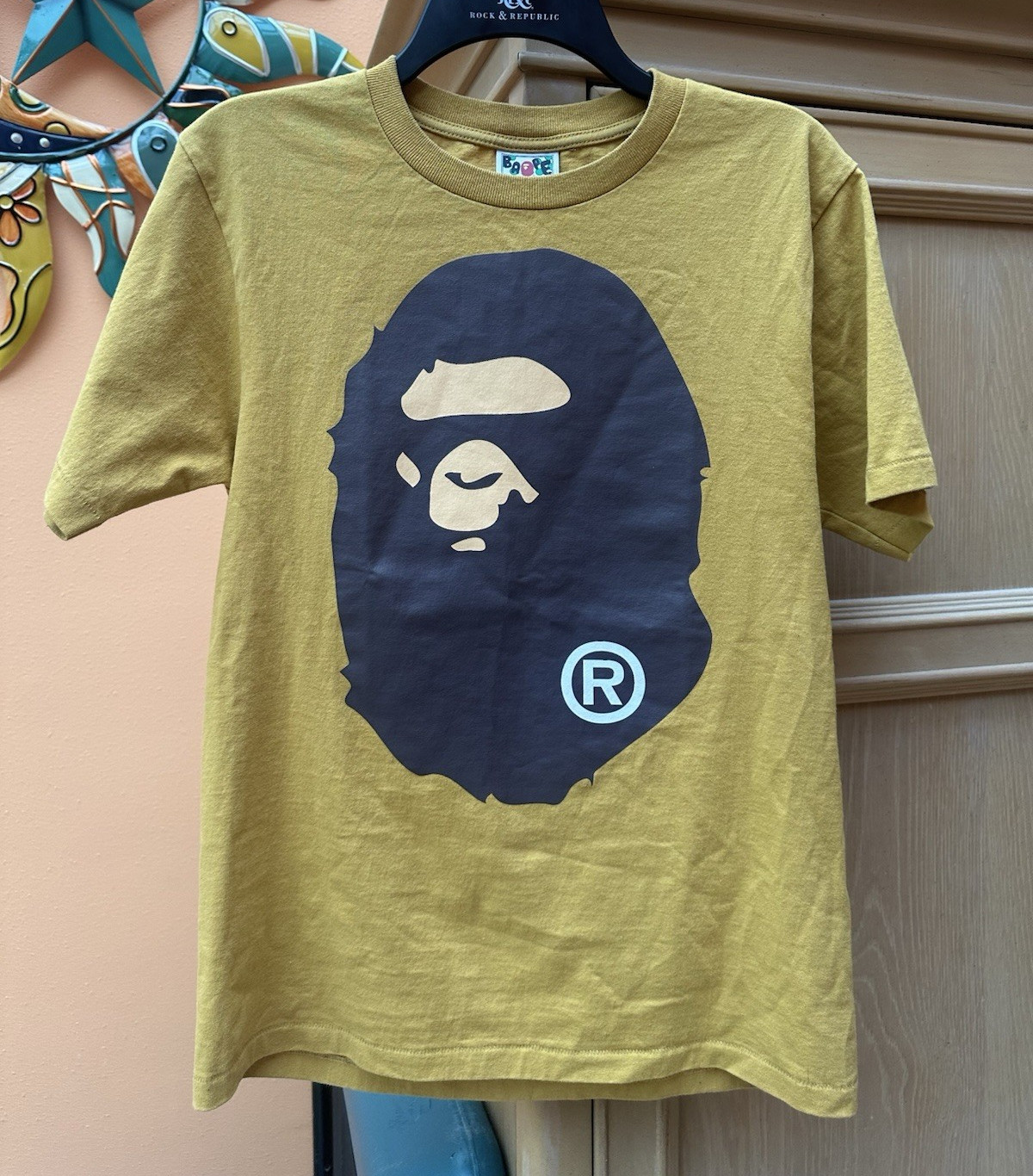 A Bathing Ape BAPE Big Ape Head Logo Graphic Tee Brown Cotton Crew Neck Small