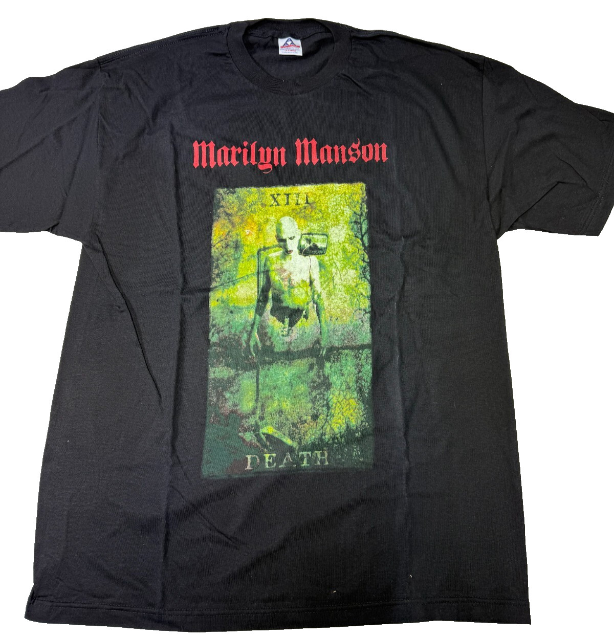 Rare Vintage Merch Marilyn Manson Death Tarot Card 2000 Cotton BG Shirt Size XL