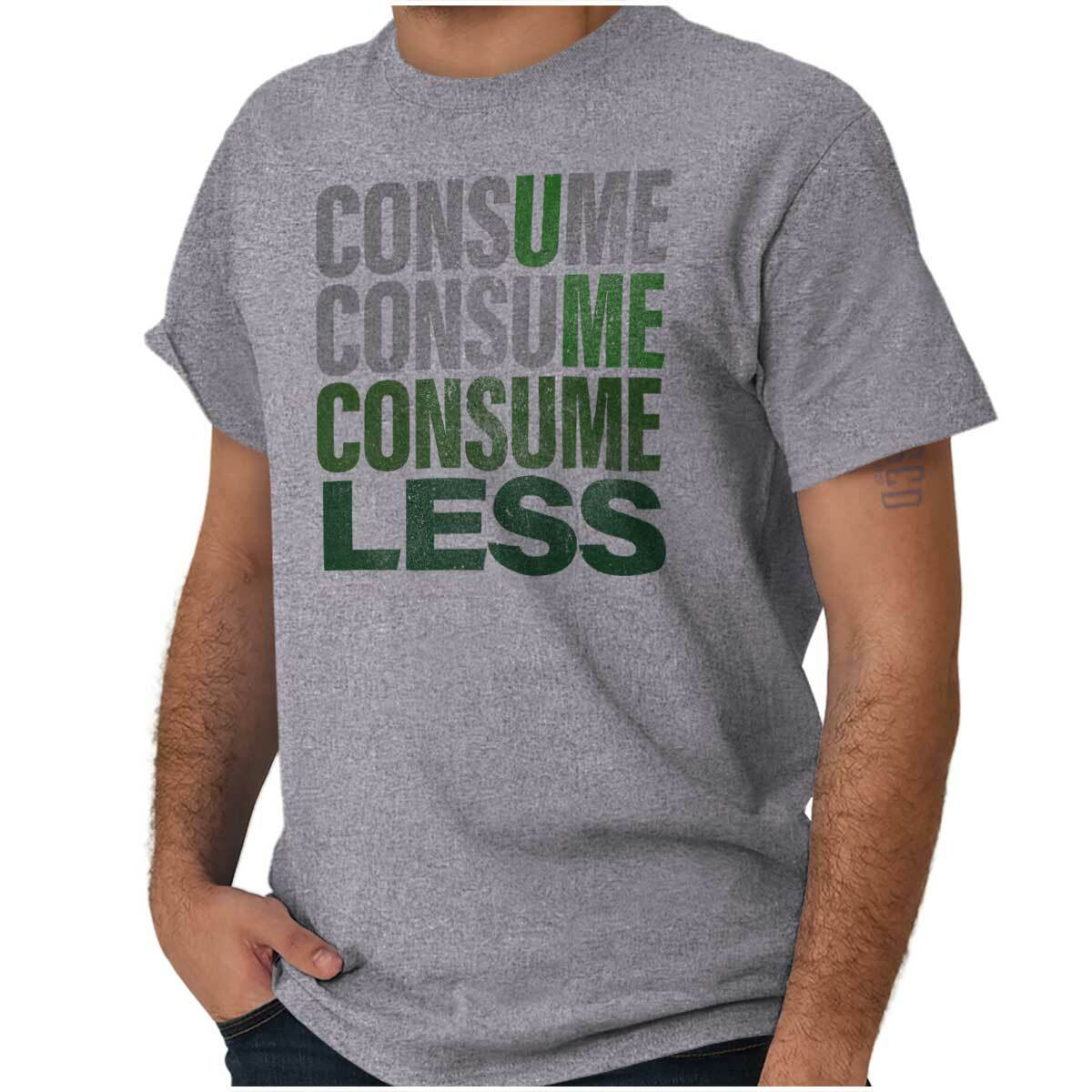 Earth Day Climate Change U Me Consume Less Womens or Mens Crewneck T Shirt Tee