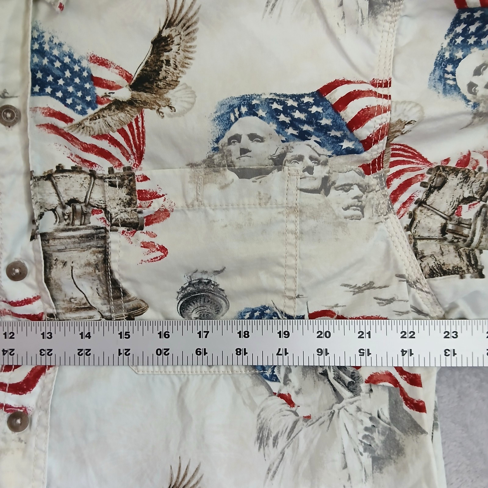Red Head Men’s Large Patriotic Button Up Shirt American Eagle Liberty Cotton
