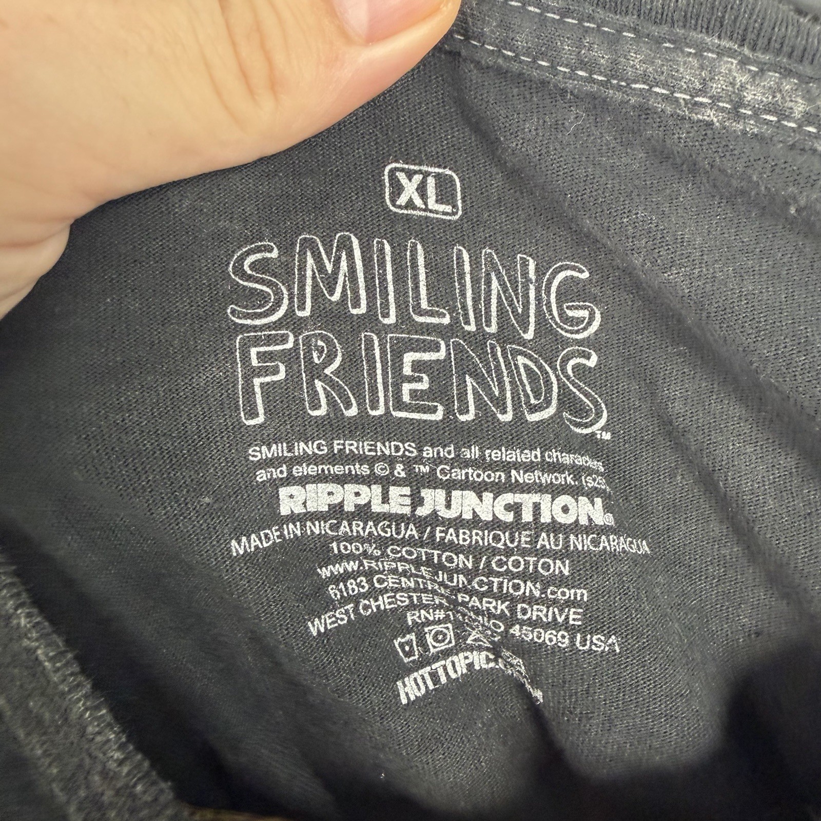 Smiling Friends Charlie Two Sided T Shirt Men Size XL Black Distressed Graphic