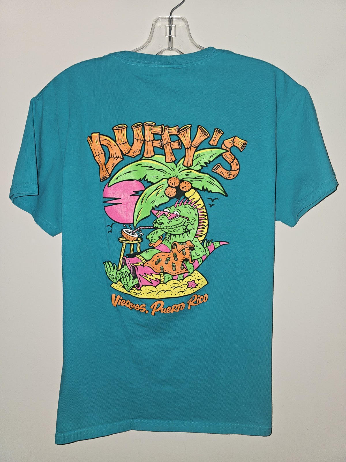 Duffys Vieques Puerto Rico Medium Mens Blue Double-sided Graphic Logo Tshirt