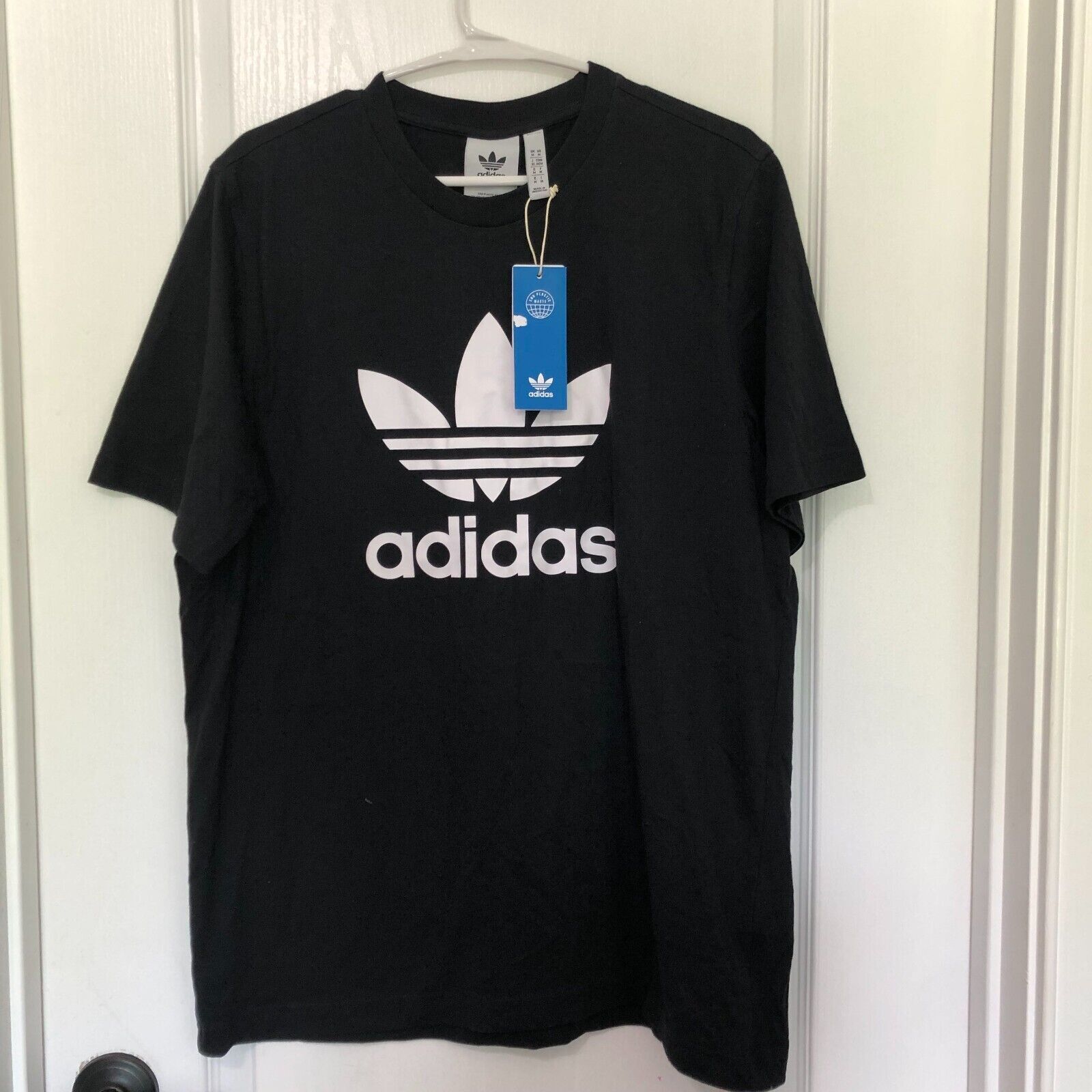 Adidas Originals Mens Trefoil T-Shirt Black White Logo IA4815 Size Medium NWT