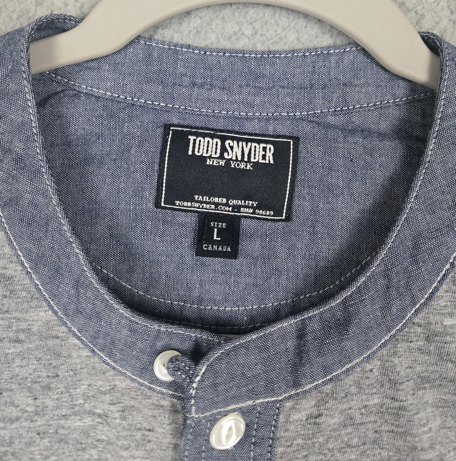 Todd Snyder Chambray Loop Collar Henley T-Shirt Heather Gray Men’s Size Large