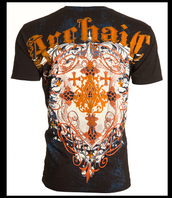 ARCHAIC by AFFLICTION Black Blue ACLE Short Sleeve Slim Fit Y2K T-shirt NWT