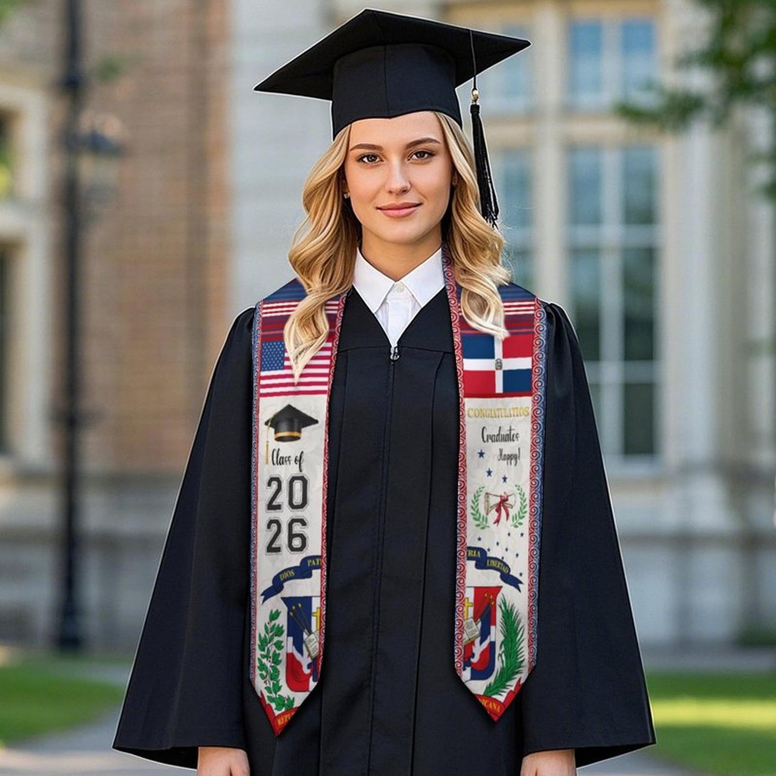 Dominican Republic Graduation Sash, Dominican Republic American Flag Graduati…