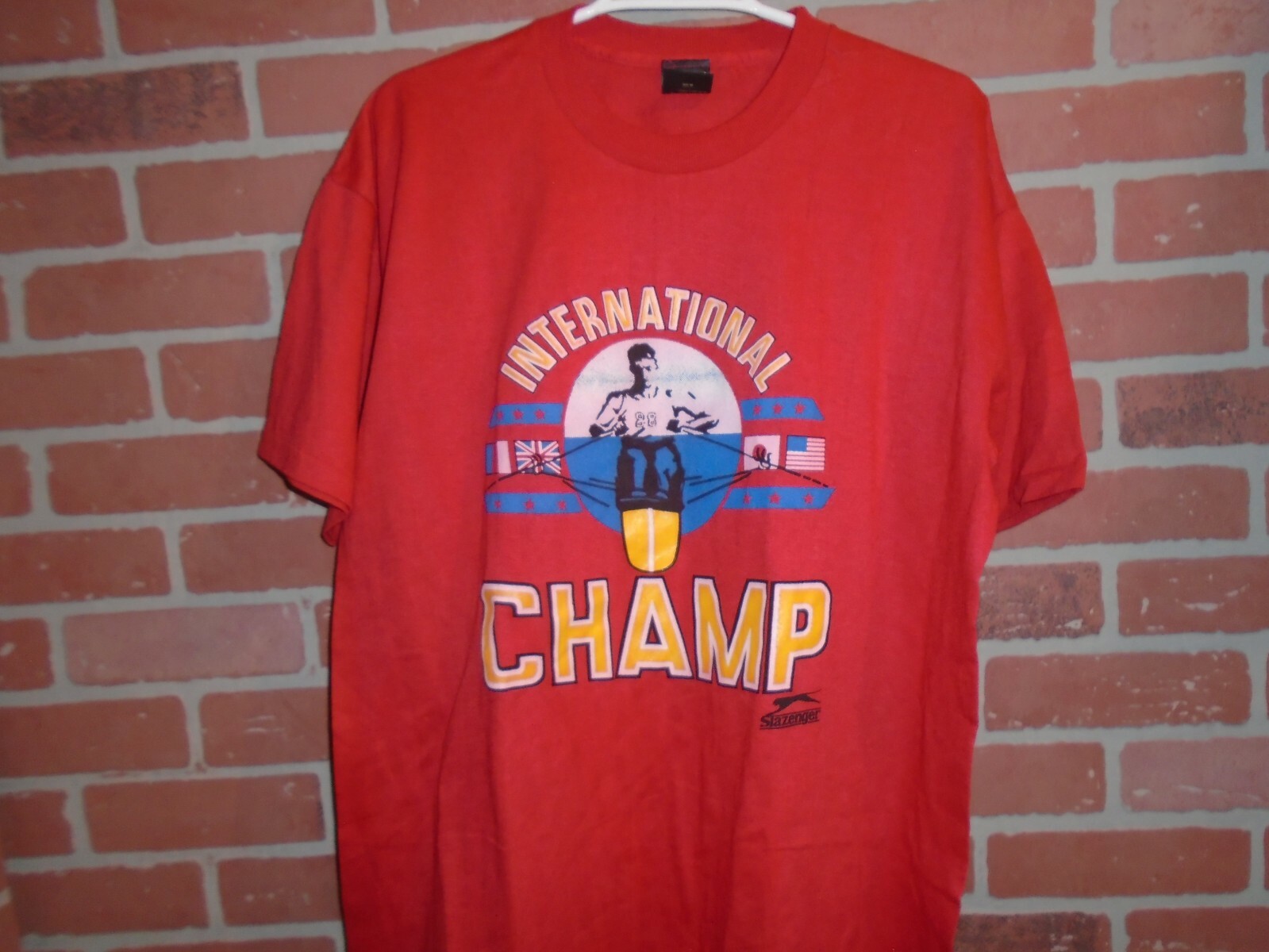 SLAZENGER VINTAGE 1980S ROWING INTERNATIONAL CHAMP MENS TSHIRT SIZE LARGE