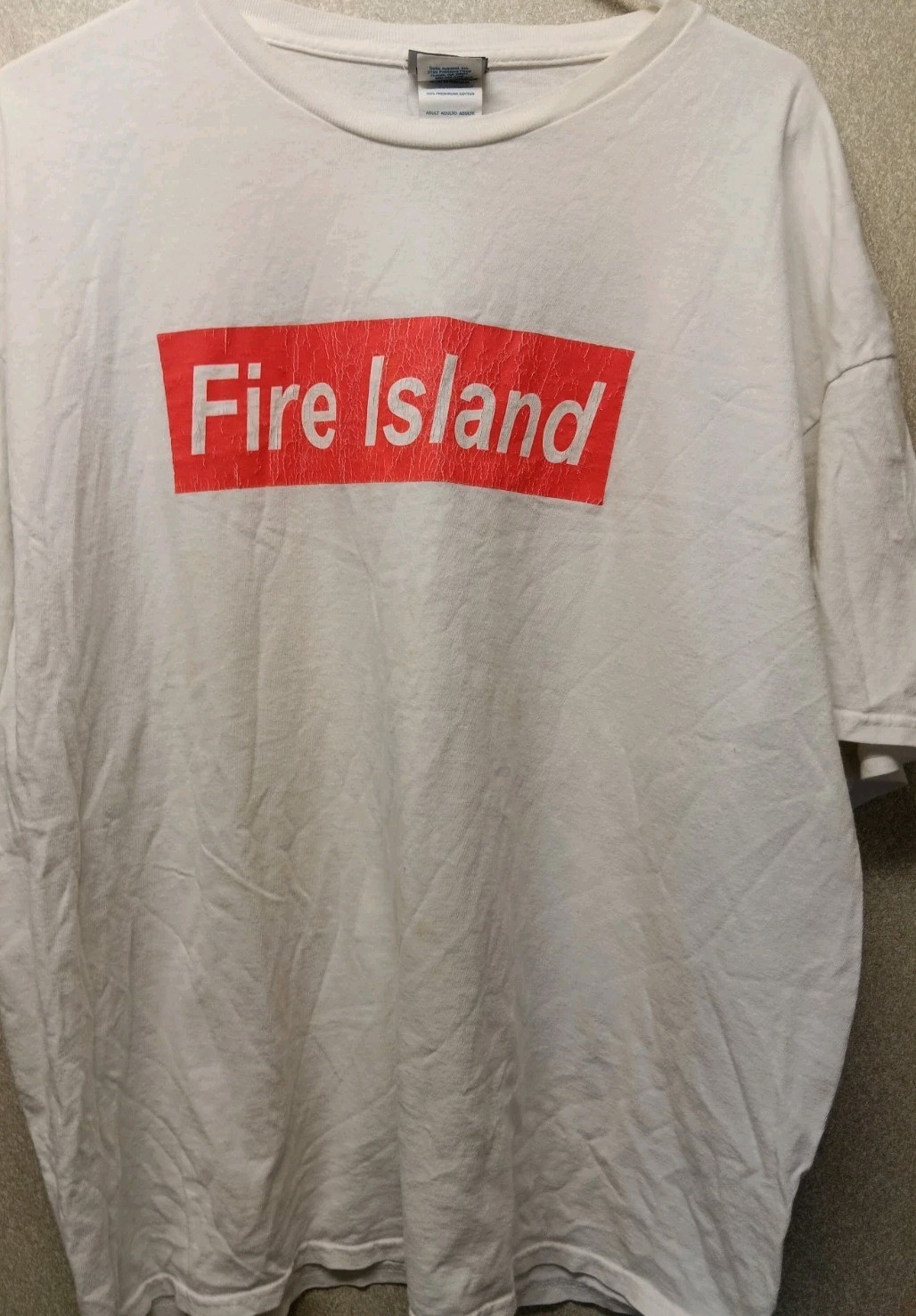 Vintage Fire Island Classic Graphic T-Shirt Interest White Men 2XL Single Stitch