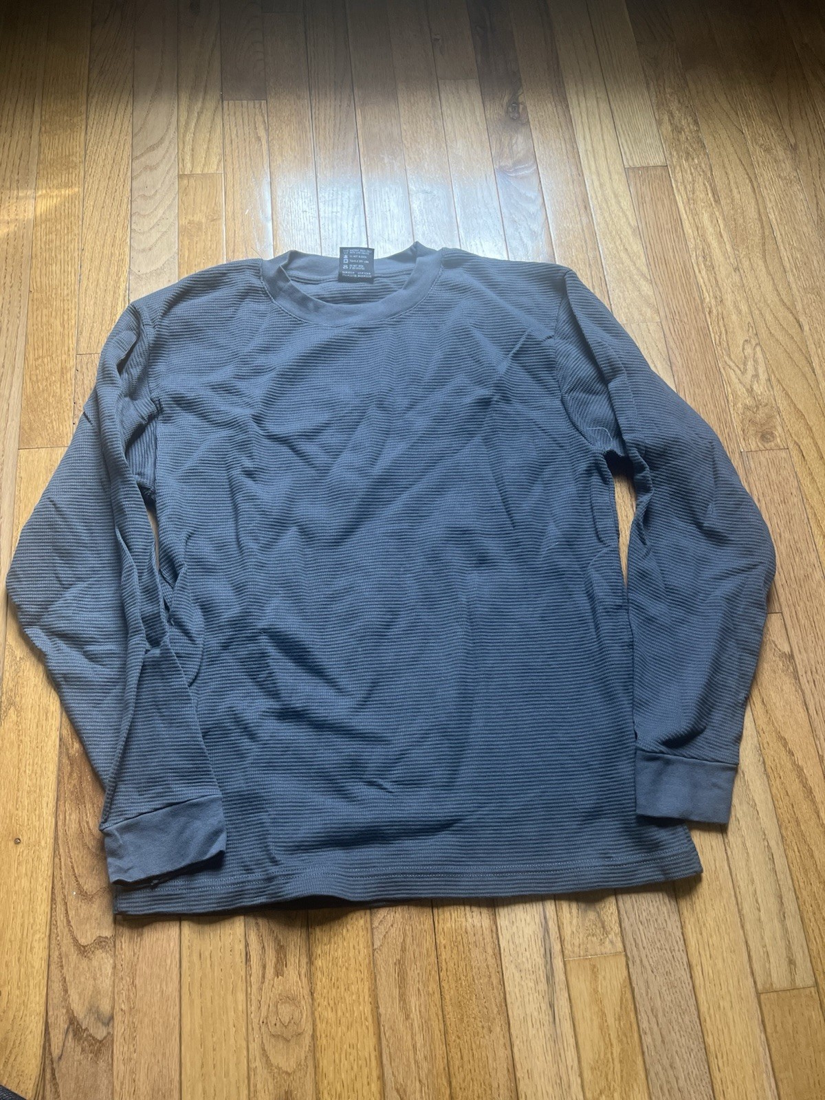 Bayside Vintage Heavyweight 7.5oz Made in USA Charcoal Waffle Thermal size large